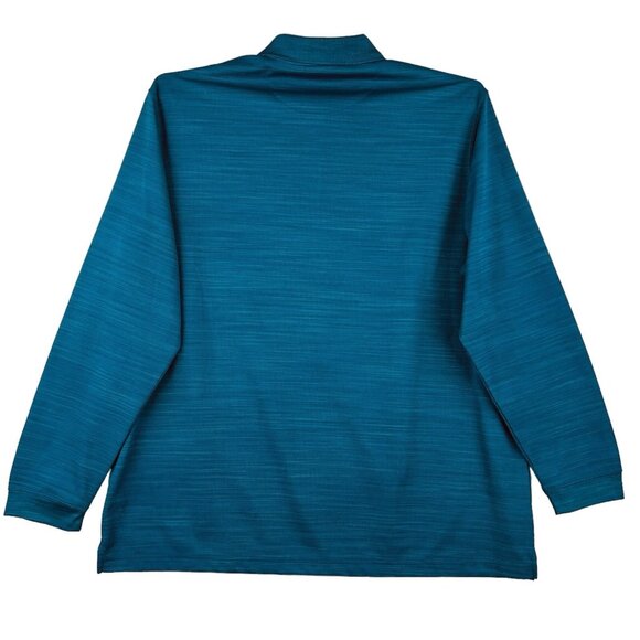 Haggar Men Polo Shirt Size 2XLT Long Sleeve Heather Blue Stretch Buttons Placket - Picture 2 of 10